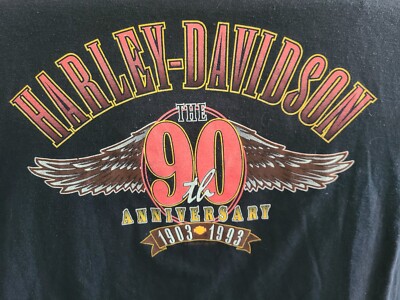93 Harley Davidson 90th Anniversary Single Stitch T Shirt XL Black