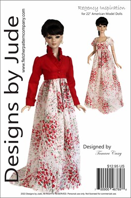 Regency Inspiration Doll Clothes Sewing Pattern 22'' American Model Dolls Tonner