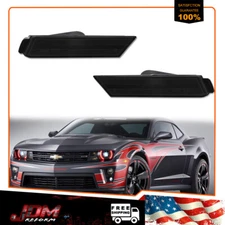 2pcs Smoked Lens Front Sidemarker Lamps Housing Shell For 2010-2015 Chevy Camaro