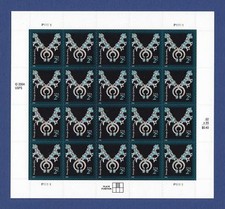 SCOTT#3750, 2C STAMP  NAVAJO NECKLACE  SHEET  OF 20 MNH OG SELF ADHESIVE