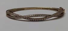 Diamonique Infinity Twist Bangle CZ Gold Over Sterling (READ DESCRIPTION!!)