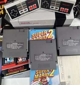 Nintendo NES Action Set Console Complete In Box w/Orange Zapper Mario 1, 2 & 3