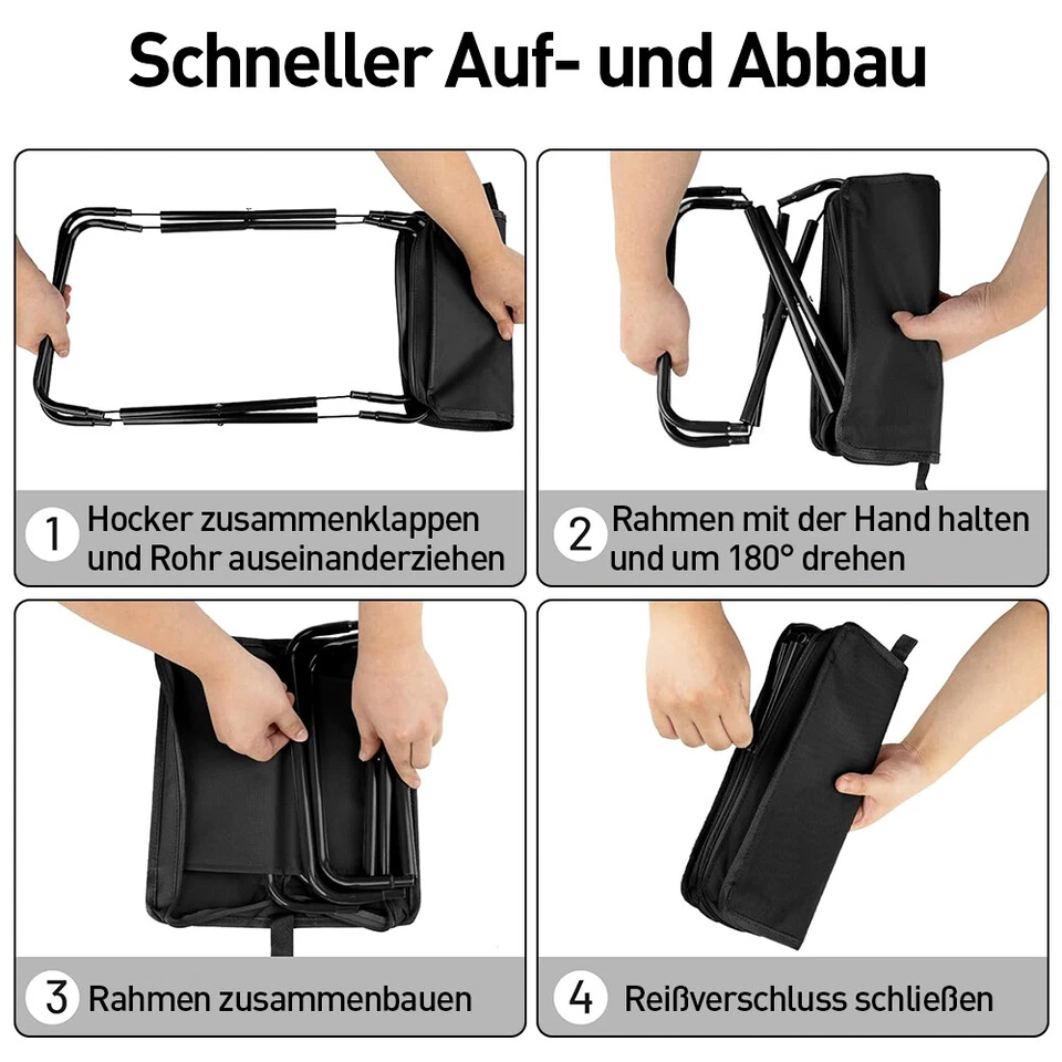 Klapphocker Campinghocker Kleiner Faltbarer Klappstuhl Hocker für Heimzug Freien - Bild 4 von 4