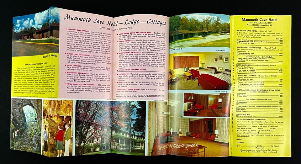 1960s Mammoth Cave Park Kentucky Vintage Lodging Cottages Rates Travel