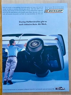 Dunlop Breitreifen Ford Sierra Cosworth Original 1987 Vintage Advert Werbung