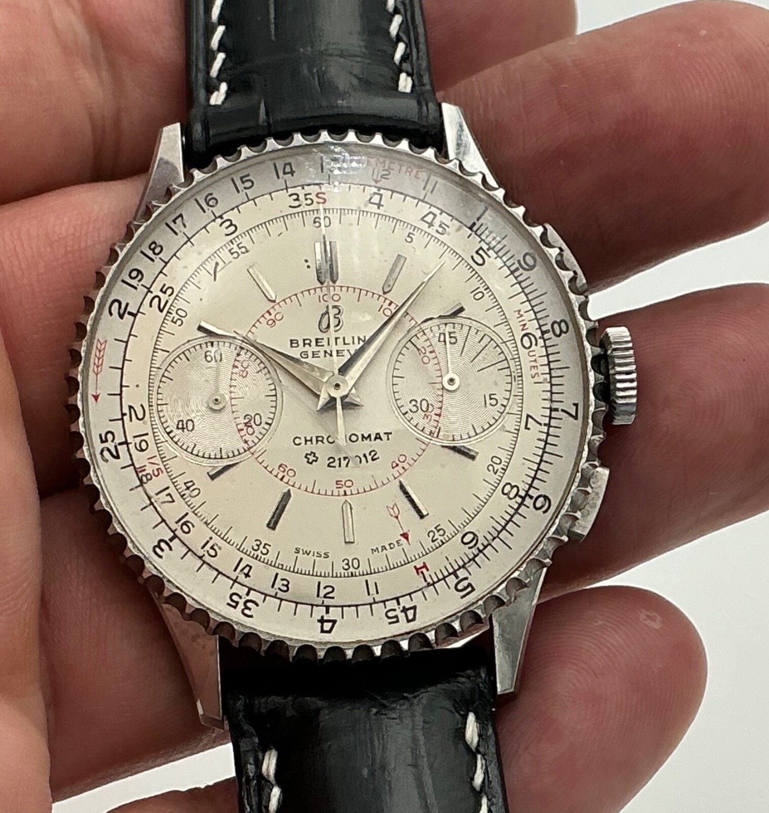 Vintage 1945 Breitling 769 Chronomat 36mm Steel Chronograph Watch with Box