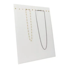 White Faux Leather 12 Hook Necklace Chain Jewelry Display Holder Easel Stand USA