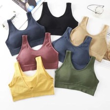 Cotton Tube Tops Bra-Solid Color Underwear Sports Tank Up Women Comfort Crop Top