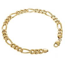 10k Yellow Gold Solid Figaro Chain Bracelet 8.5" 8.8mm 35.2 grams