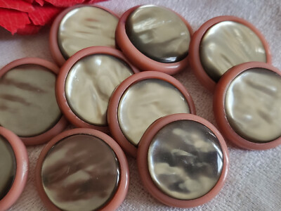 Lot De 8 Boutons Vintage Rose – Cœur Nacré, Légèrement Cambrés, Diamètre 22 Mm