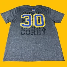 NBA UNK Golden State Warriors Two Sided Short Sleeve Poly T Shirt Gray Blue