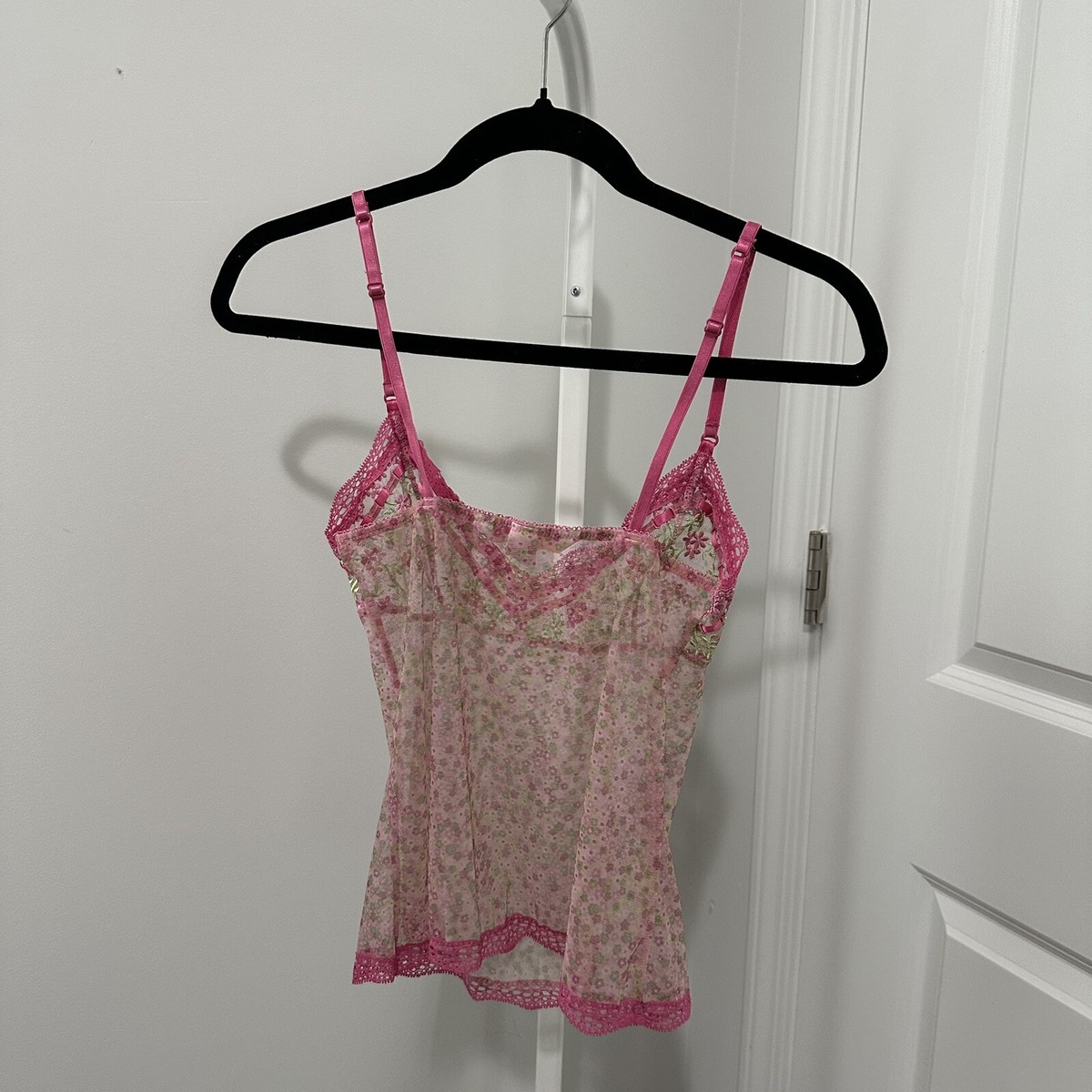 Vintage Y2K Victoria Secret Angels Sheer Mesh Cami Pink and Green