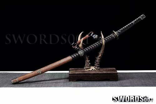 Clay Tempered Folded Steel Sharp Japanese Samurai Katana Sword Rosewood Tachi - Picture 2 of 10