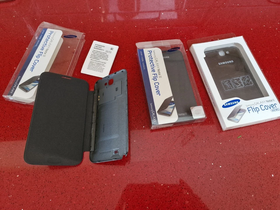 2x Genuine Flip Case + NFC for Samsung Galaxy Note 2 N7100 + Original Case Back - Image 2 of 4