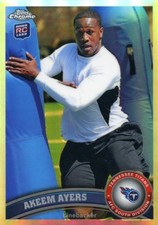AKEEM AYERS 2011 TOPPS CHROME REFRACTOR ROOKIE CARD # 166 TITANS