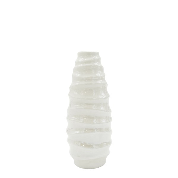 Hochglanz Keramik Vase Asymmetrisch Creme 15 Cm Modern Blumenvase Tischdeko Deko-image