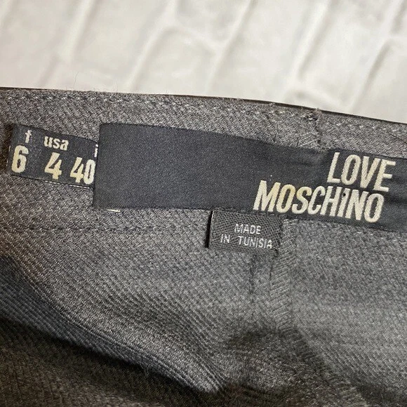 Love Moschino abito grigio lana pelle borchiato 4