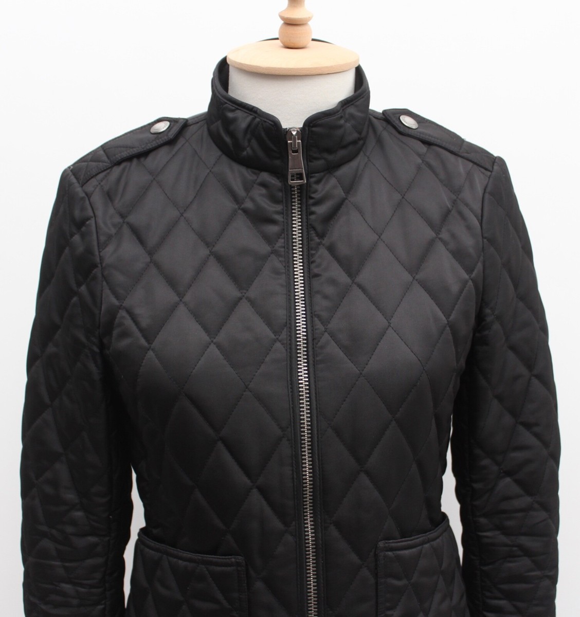 Women's BURBERRY BRIT Quilted Jacket Blazer Black Nova Check Lined