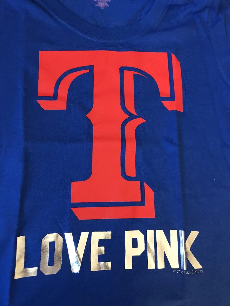 NWT Victoria's Secret PINK MLB Texas Rangers Kiss Cam Tee Shirt S