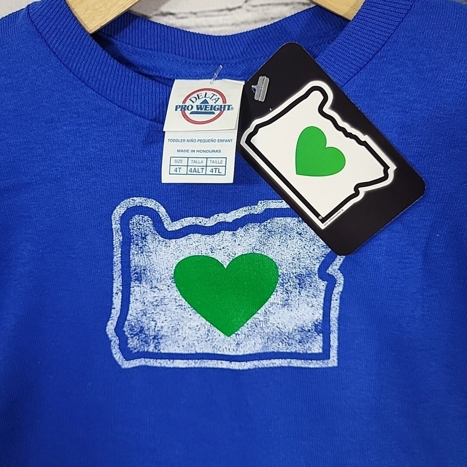 Heart Love Oregon 4T 学步儿童 T 恤蓝色全新全新带标签 6 件装日托团体活动 — 第 3/4 张图片