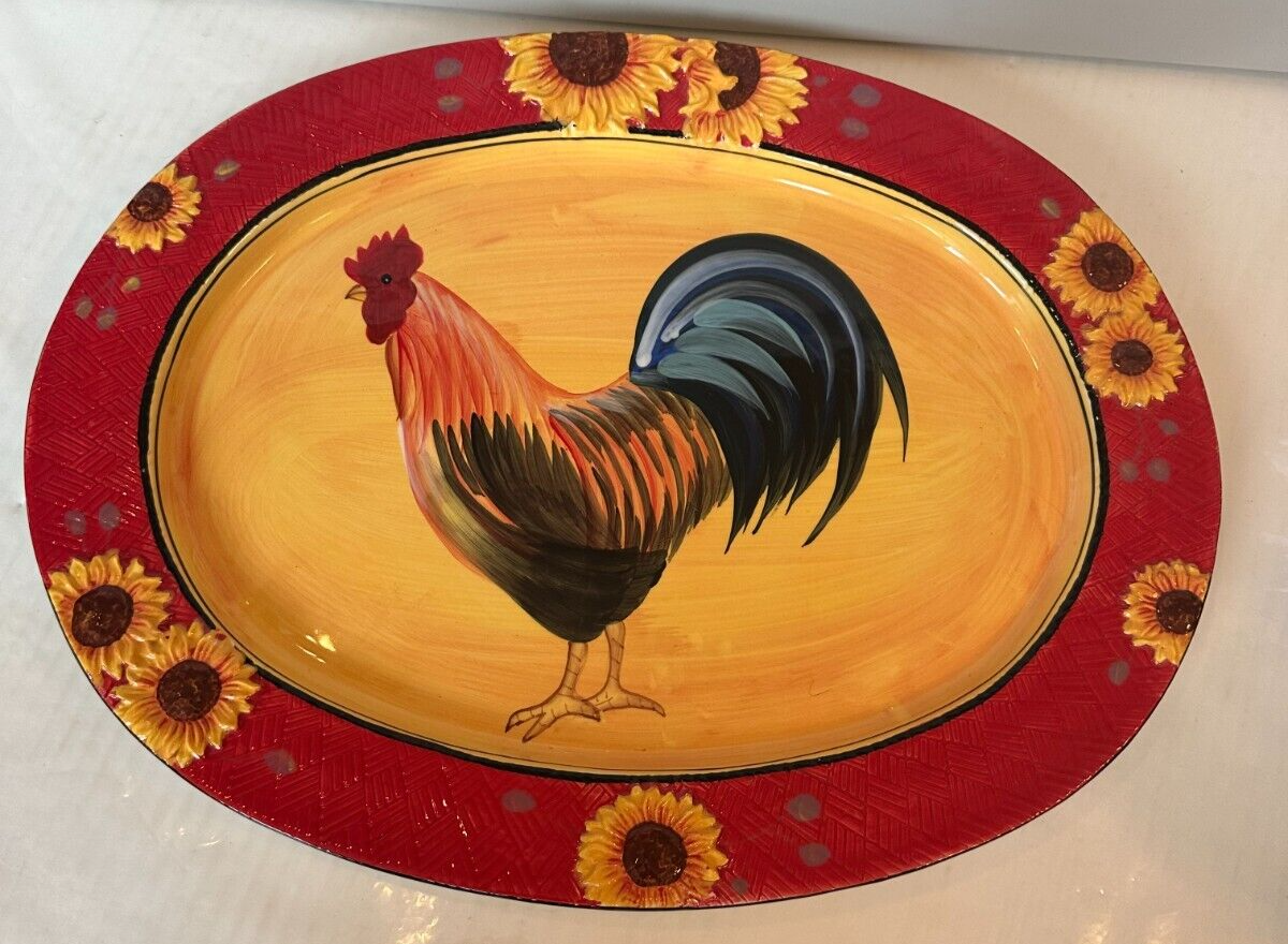 Bella Casa Ganz 16x13 Inch Rooster Serving Platter