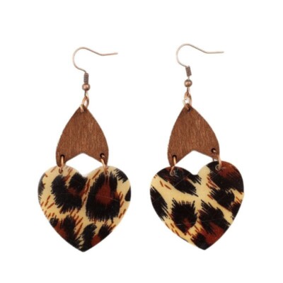 Lightweight Heart Leopard Earrings Dangle Ear Accessory For Everyday Gatherings