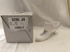 Vintage Fenton Art Glass White Satin hand painted plums slipper 9295 JV;NIB