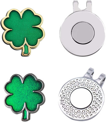 2 Pcs Clover Golf Ball Markers with Golf Ball Marker Hat Clip