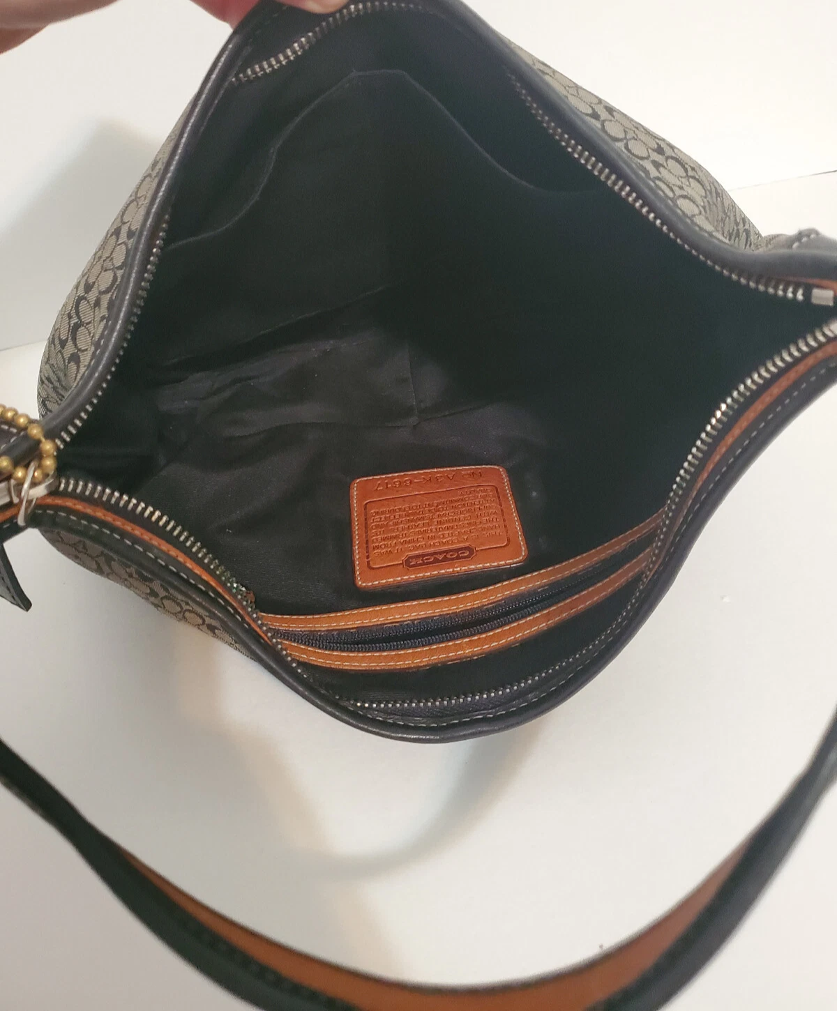 Borsa Coach vintage firmata jacquard nera grigia monogramma zip A3K 6617 BELLA