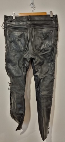 Phantasm Motorcycle Black Genuine Leather Trousers Size 34 - Picture 4 of 9