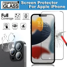 For iPhone 17 16 15 14 13 Pro Max Full Coverage Tempered Glass Screen Protector