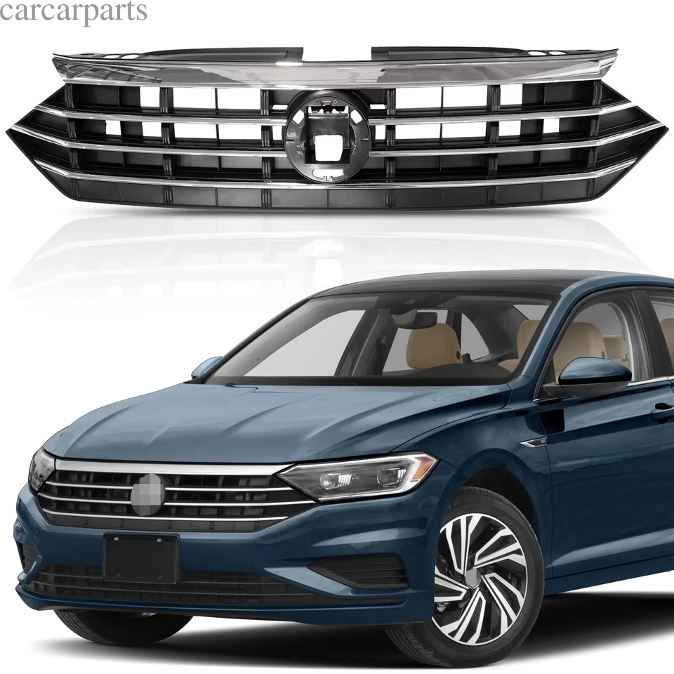 For 2019 2020 2021 Volkswagen VW Jetta Front Bumper Upper Grille w/Chrome Trim Foto 2 de 4