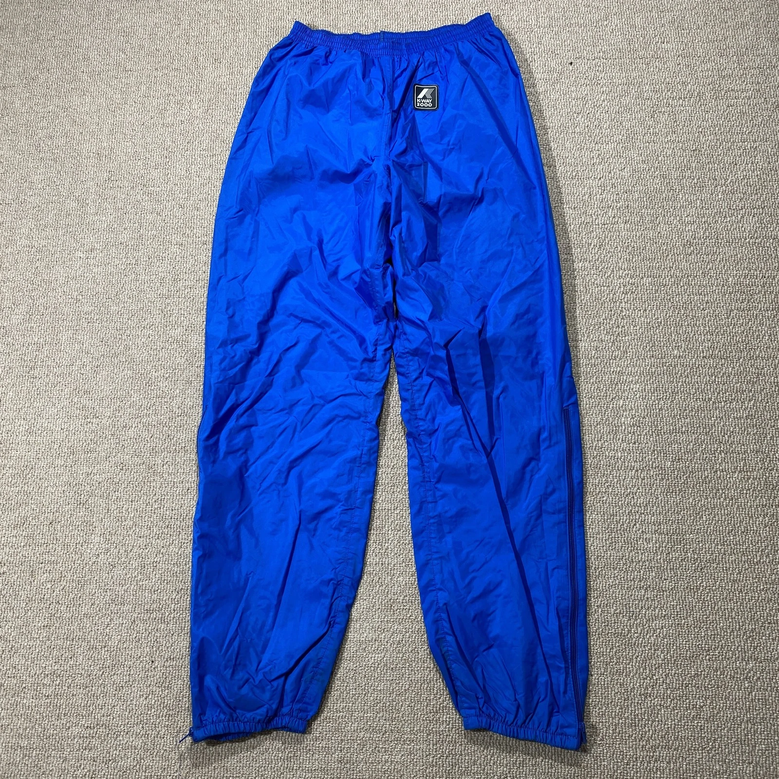 Vintage K Way Tracksuit Bottoms Mens Small L30 Blue Festival Shell Track Pants