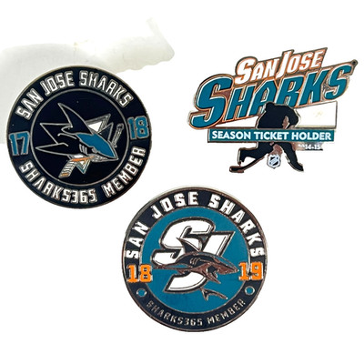 SJ Sharks 365 Member Season Ticket Holder 3 Lapel Pin Lot 2014-15 2017-18 18-19