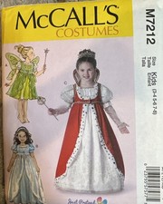 McCalls 7212 Girls Fairy Princess Queen Costume Dress Pattern Sz 3-8 Uncut FF