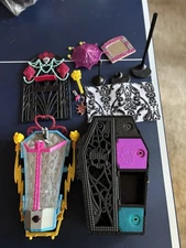 Monster High Doll Accessories Lot Light Up Coffin & Other Coffin - 3 Stand Parts