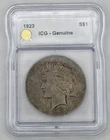 1923 Peace Silver Dollar ICG Genuine Certified Authentic - Deep Dark Patina