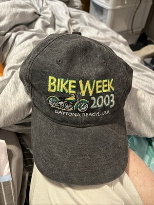 Daytona Bike Week 2003 Black Motorcycle Cap Strapback with Green Motorcycle