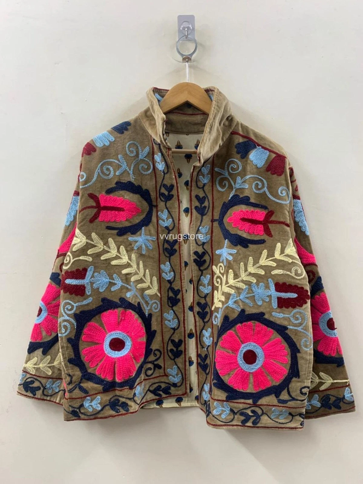 Handmade Embroidery Velvet Jacket Boho Chic Coat Vintage Her Short Jacket