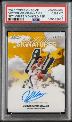 VICTOR WEMBANYAMA 2025-26 TOPPS CHROME SKY WRITE SIG GOLD REF AUTO /50 Q7244