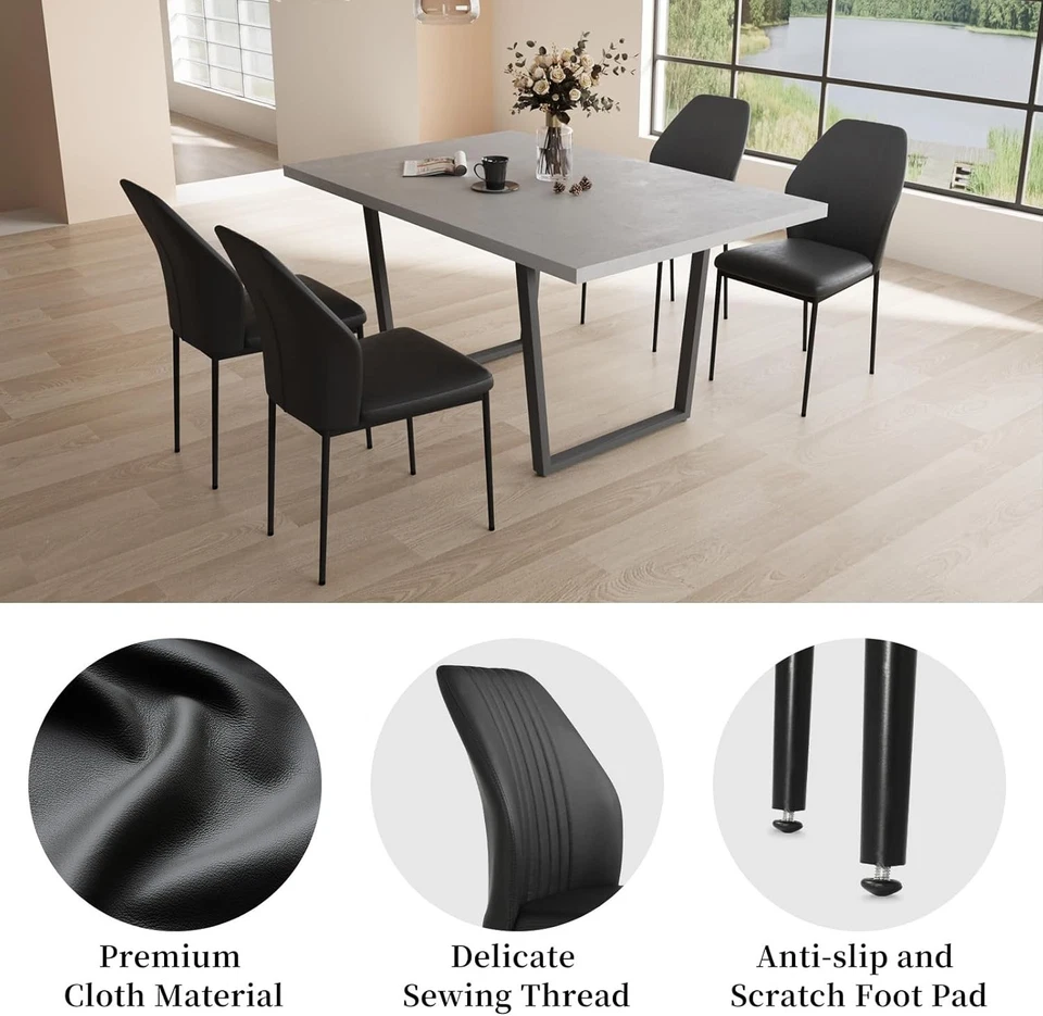 Juego de Mesa de Comedor JIEXI 5 Piezas, Mesa de Comedor de Cocina 42.9" con 4 Sillas de Cuero Foto 4 de 4