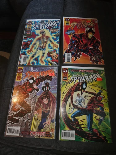 MARVEL WEB OF CARNAGE SET 1-4 SENSATIONAL, AMAZING, SPIDERMAN AND SPECTACULAR