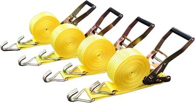 2'' x 27' Ratchet Tie Down Straps (4PK) - 5000LB Break Strength 2''x27', Yellow 