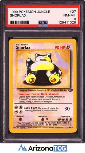 Pokemon 1999 Snorlax 27/64 Holo Jungle PSA 8
