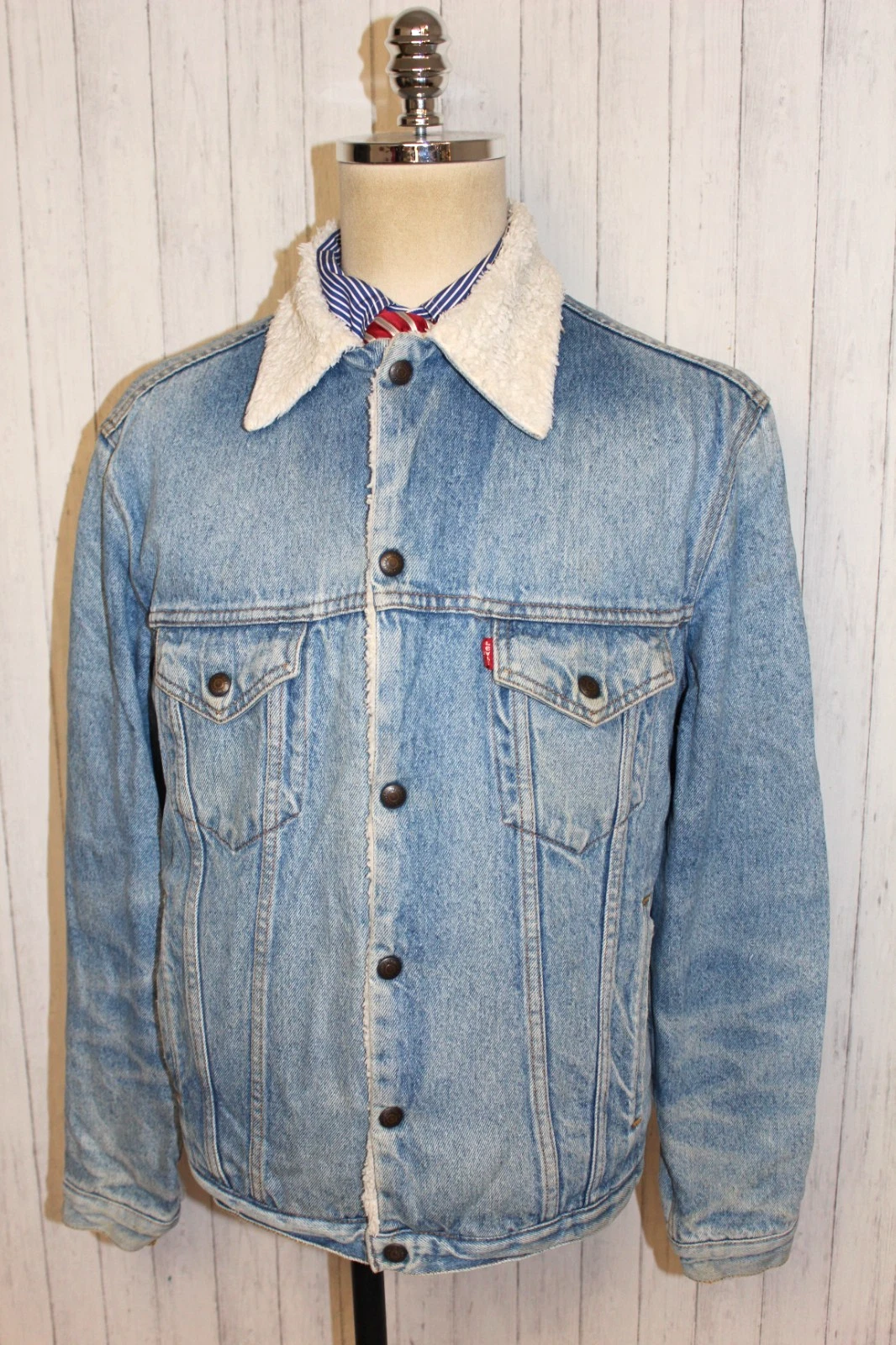 Men's Levi's Sherpa Blue Denim Jacket Size M