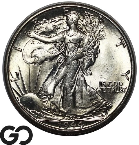 1944 Walking Liberty Half Dollar, Premium Quality Blast White Superb Gem BU++