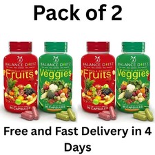 2 Packs Fruits and Veggies Supplements 180 Fruit and 180 Veggies Capsules 02/27