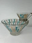 Vintage MCM Art Deco Chip and Dip Heavy Glass Set Anchor Hocking Atomic