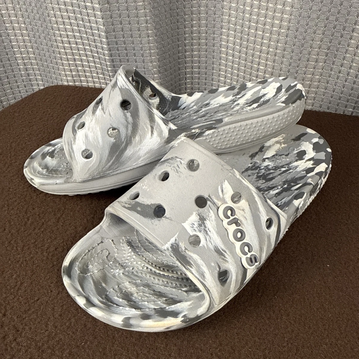 NWOB Crocs Classic Camo Animal Print Duel Strap Slide Sandal Unisex M10/W2 China Crocs Classic Camo Slide Sandal Gray Camo Camouflage Iconic  main image 3