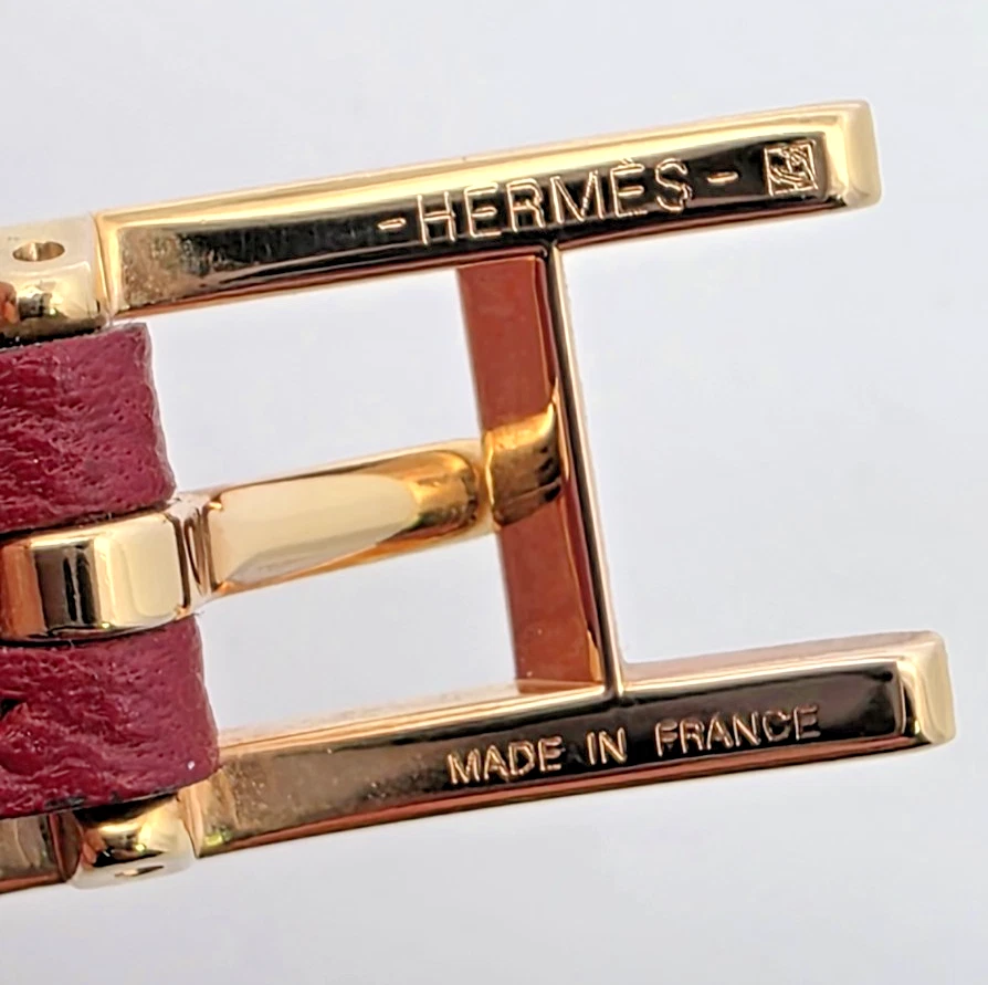 Pulsera reversible HERMES Behapi Double Tour hebilla color rojo/rosa y dorado Foto 4 de 4